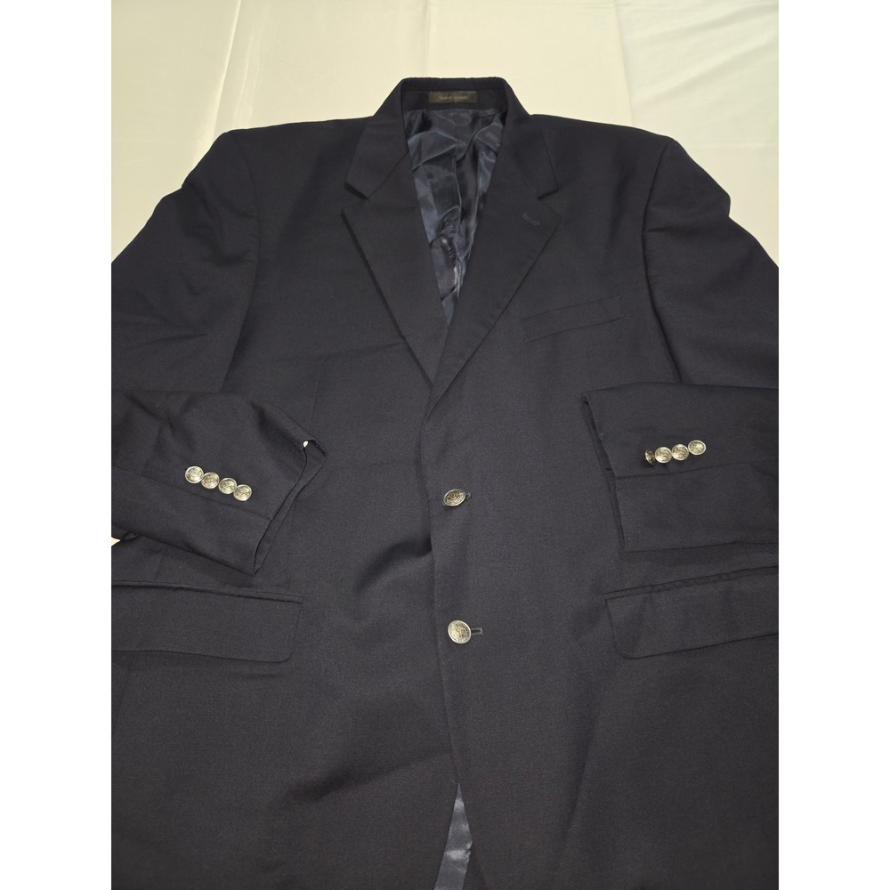 Michael Kors Mens Navy Blue 100% Wool Crest Button Blazer Jacket 46R - Picture 2 of 14
